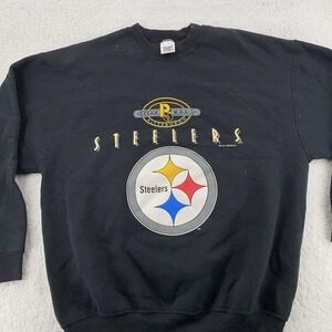 Vintage Pittsburgh Steelers Sweatshirt Mens L Black NFL Football Crewneck 90s